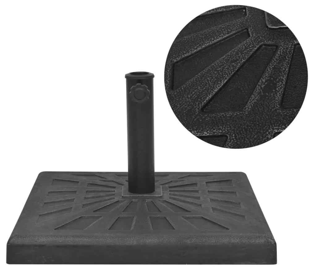 Base para guarda-sol em resina quadrado preto 12 kg