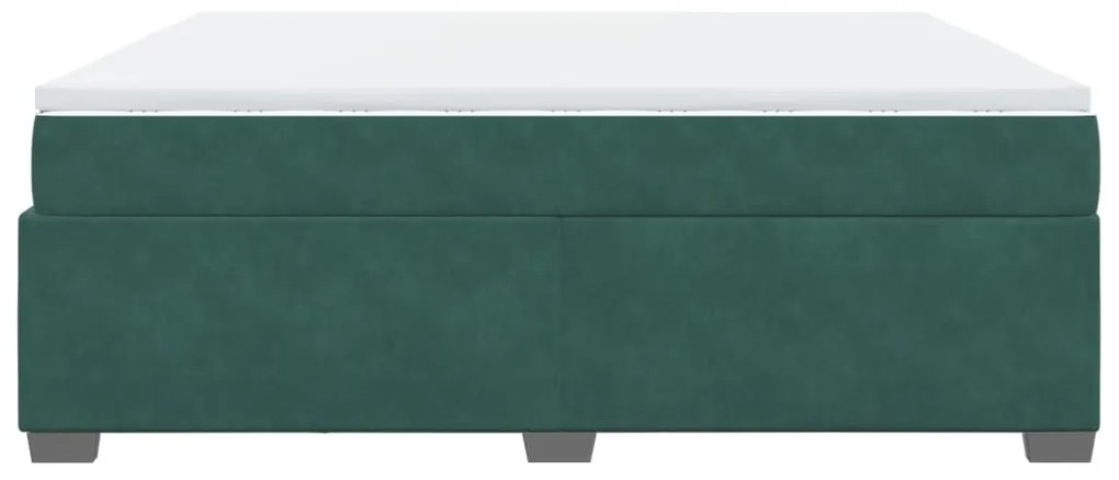 Cama com molas/colchão 180x200 cm veludo verde-escuro