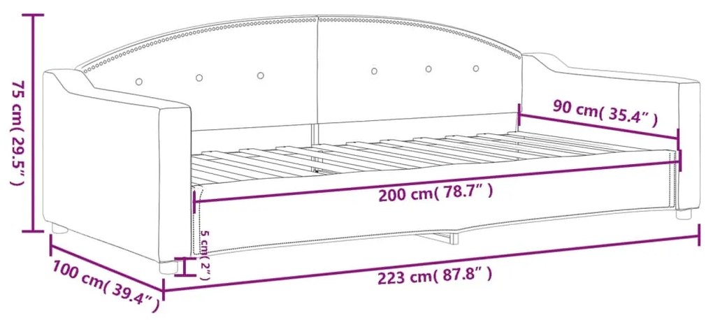 Sofá-cama 90x200 cm tecido cor creme