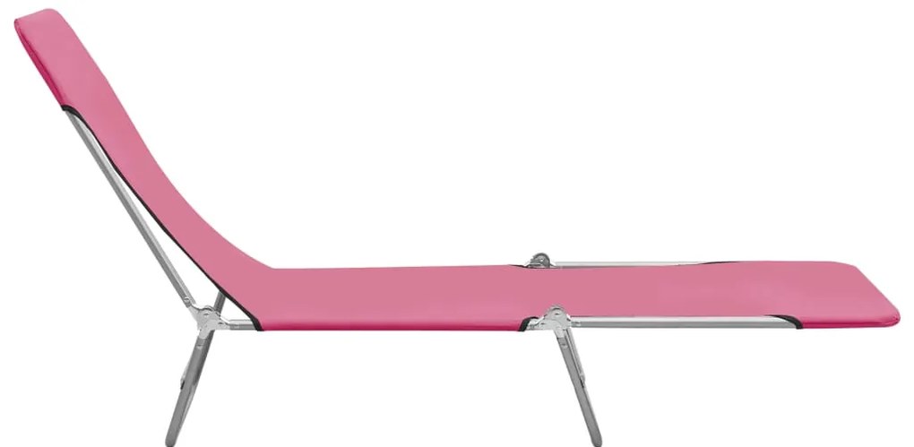 Espreguiçadeiras dobráveis 2 pcs aço e tecido rosa