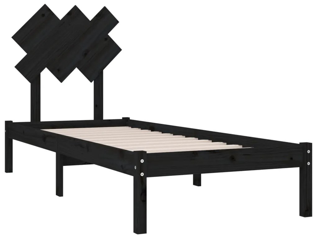 Estrutura cama pequena solteiro 75x190 cm madeira maciça preto