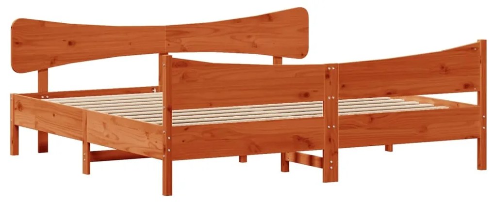 Cama sem colchão 200x200 cm pinho maciço castanho-mel
