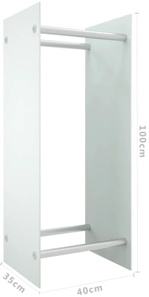 Suporte para lenha 40x35x100 cm vidro temperado branco