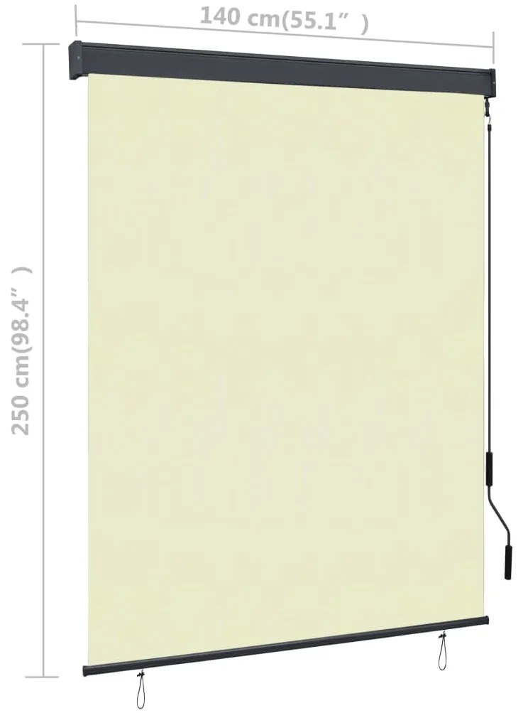 Estore de rolo para exterior 140x250 cm creme