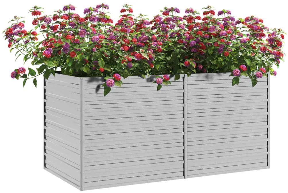 Canteiro elevado de jardim 160x80x77cm aço galvanizado prateado