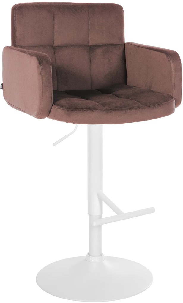 Banco de bar Los Angeles em veludo com estrutura branca 93-113 x 60 x 56 cm Castanho