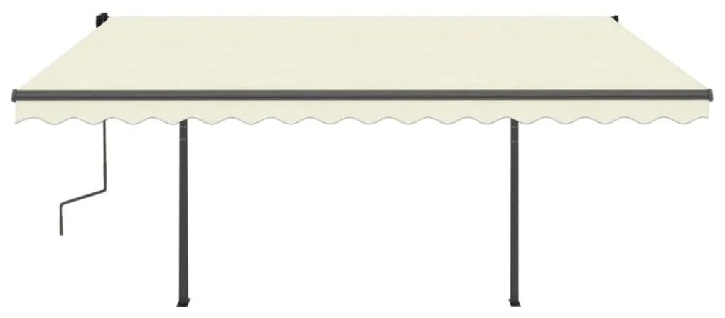 Toldo retrátil manual com luzes LED 4,5x3 m cor creme