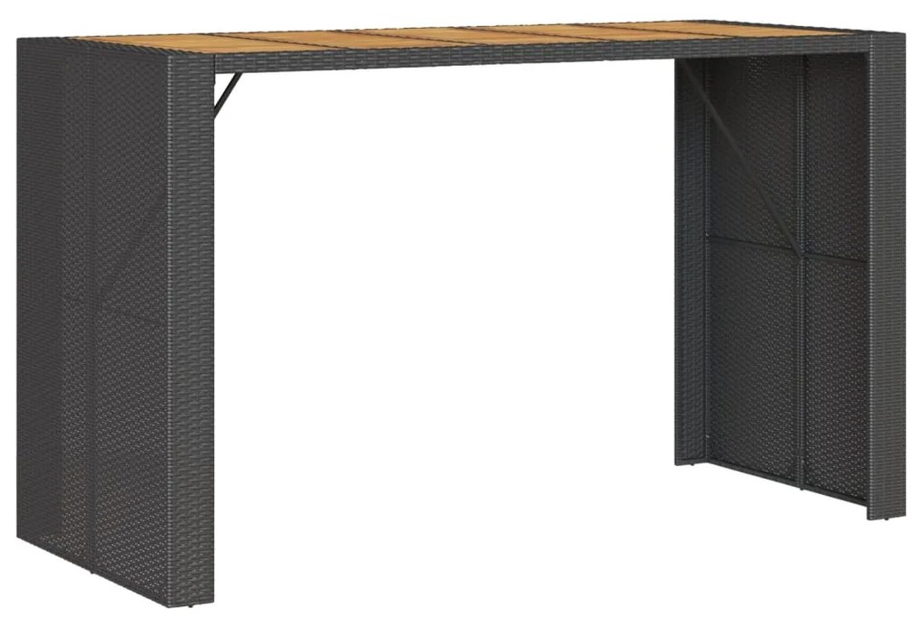 9 pcs conjunto de bar para jardim c/ almofadões vime PE preto