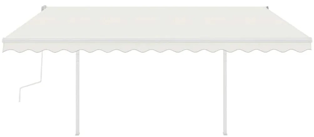 Toldo retrátil manual com luzes LED 4x3 m cor creme