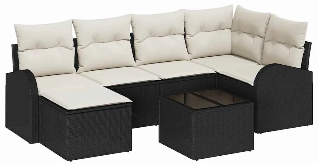 Conjunto de Sofá de Jardim de 6 Peças com Almofadas de Rattan Marrom