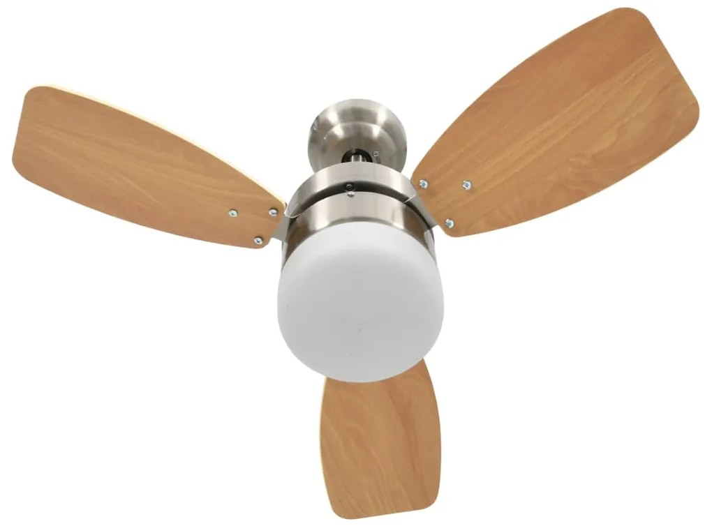 Ventoinha de teto c/ luz e controlo remoto 76 cm castanho-claro