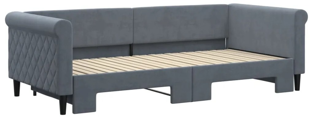 Sofá-cama com gavetão 90x200 cm veludo cinzento-escuro