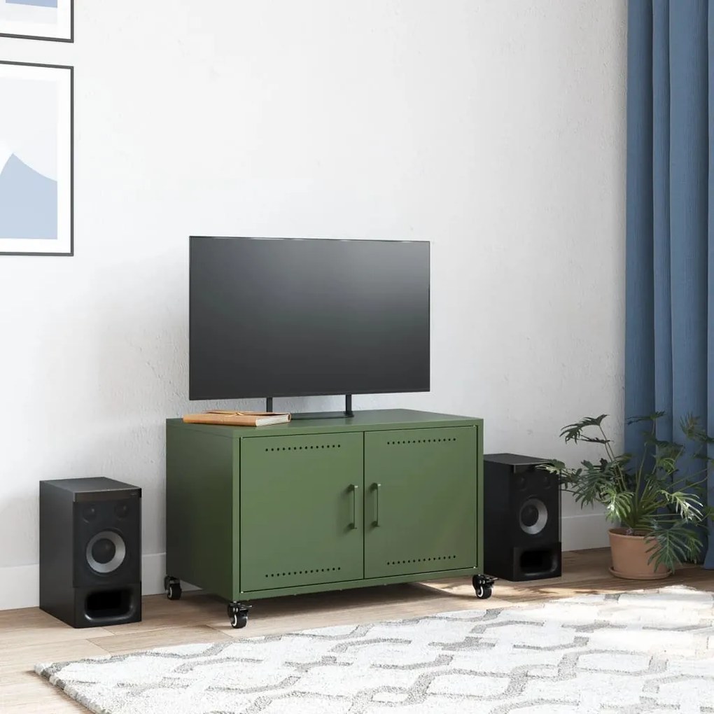 Móvel de TV 68x39x43,5 cm aço verde azeitona