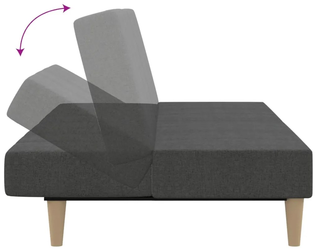 Sofá-cama de 2 lugares tecido cinzento-escuro
