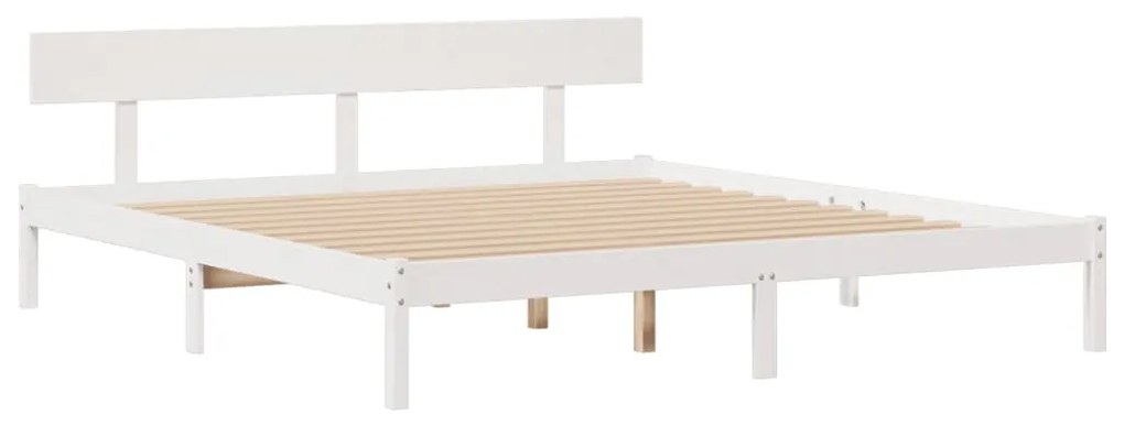 Cama com estante sem colchão 180x200 cm pinho maciço branco