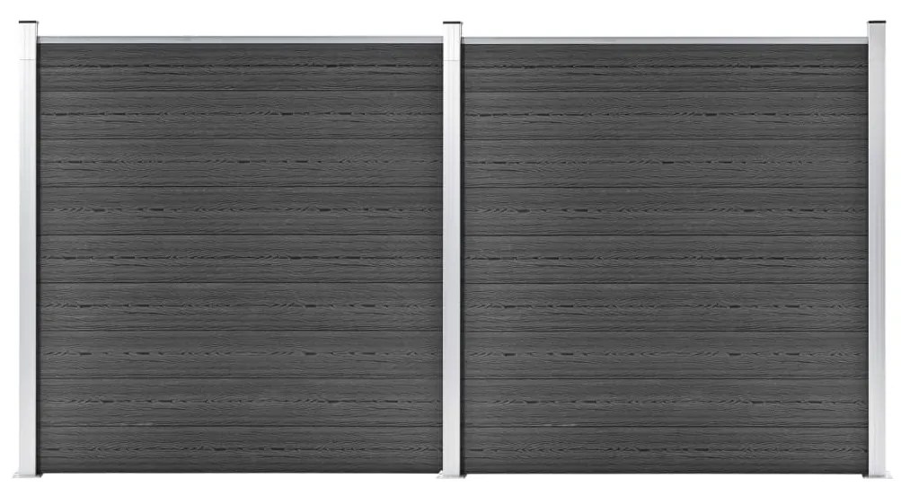 vidaXL Conjunto de painel de vedação WPC 353x186 cm preto