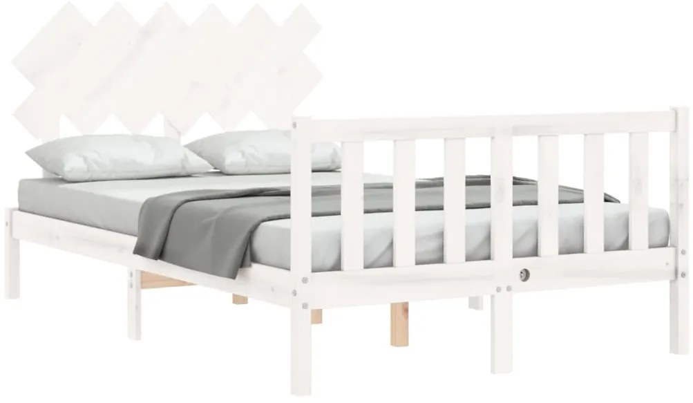 Cama sem colchão 120x200 cm madeira de pinho maciça branco