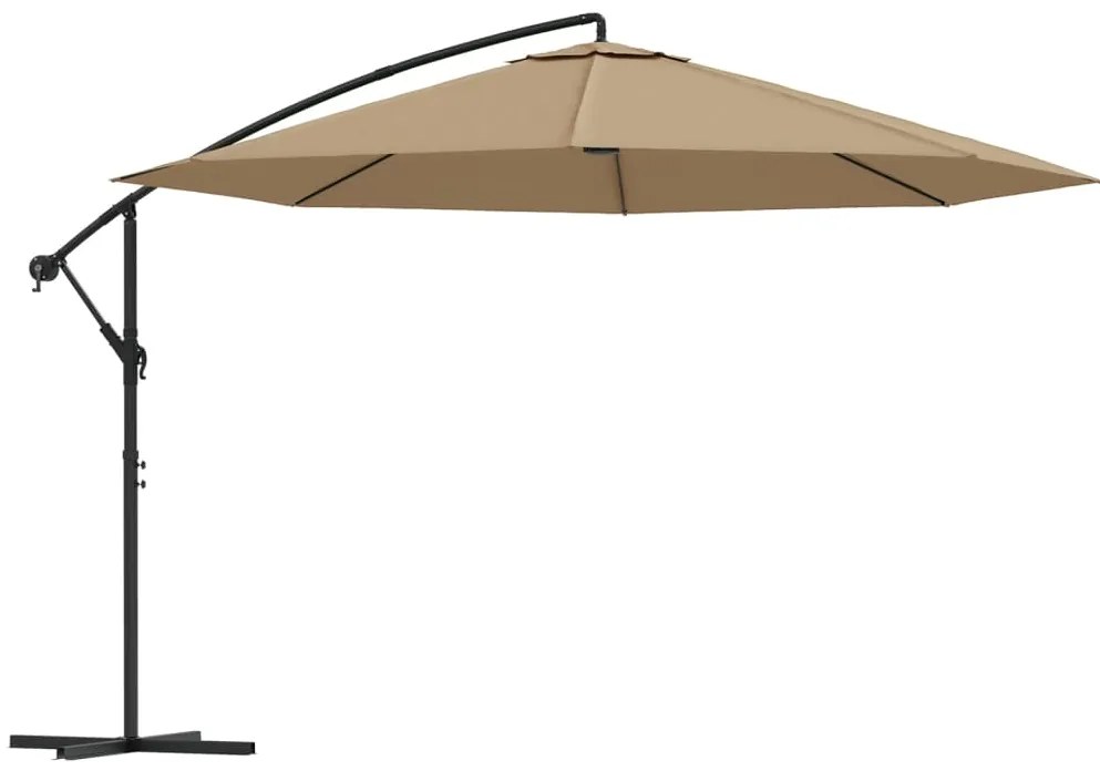 Guarda-sol cantilever c/ poste alumínio 350cm cinza-acastanhado