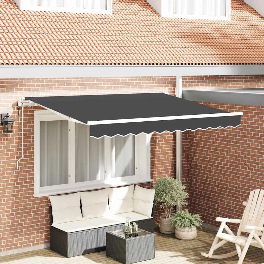 vidaXL Toldo Retrátil Antracite 300 x 200 cm tecido