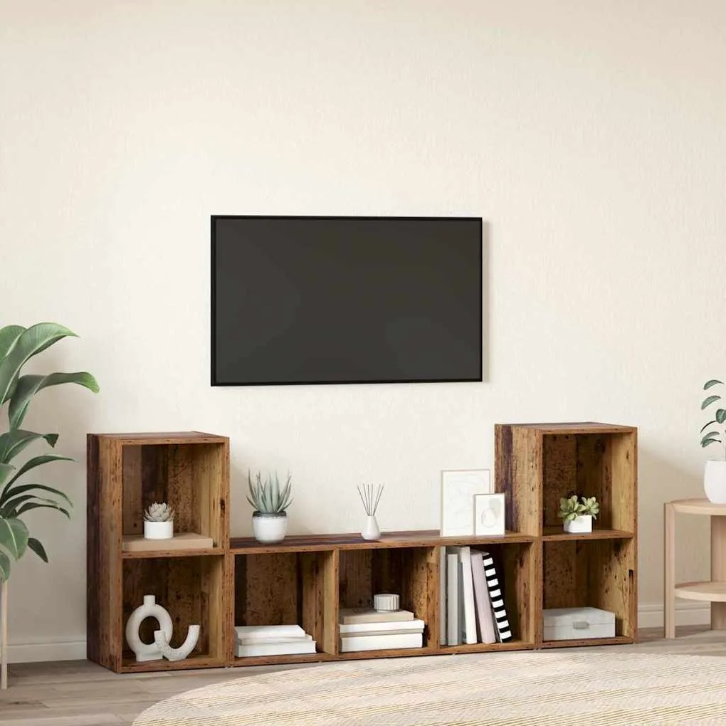 Conjunto de Estantes para TV 3 pcs Castanho 107 x 35 x 37 cm