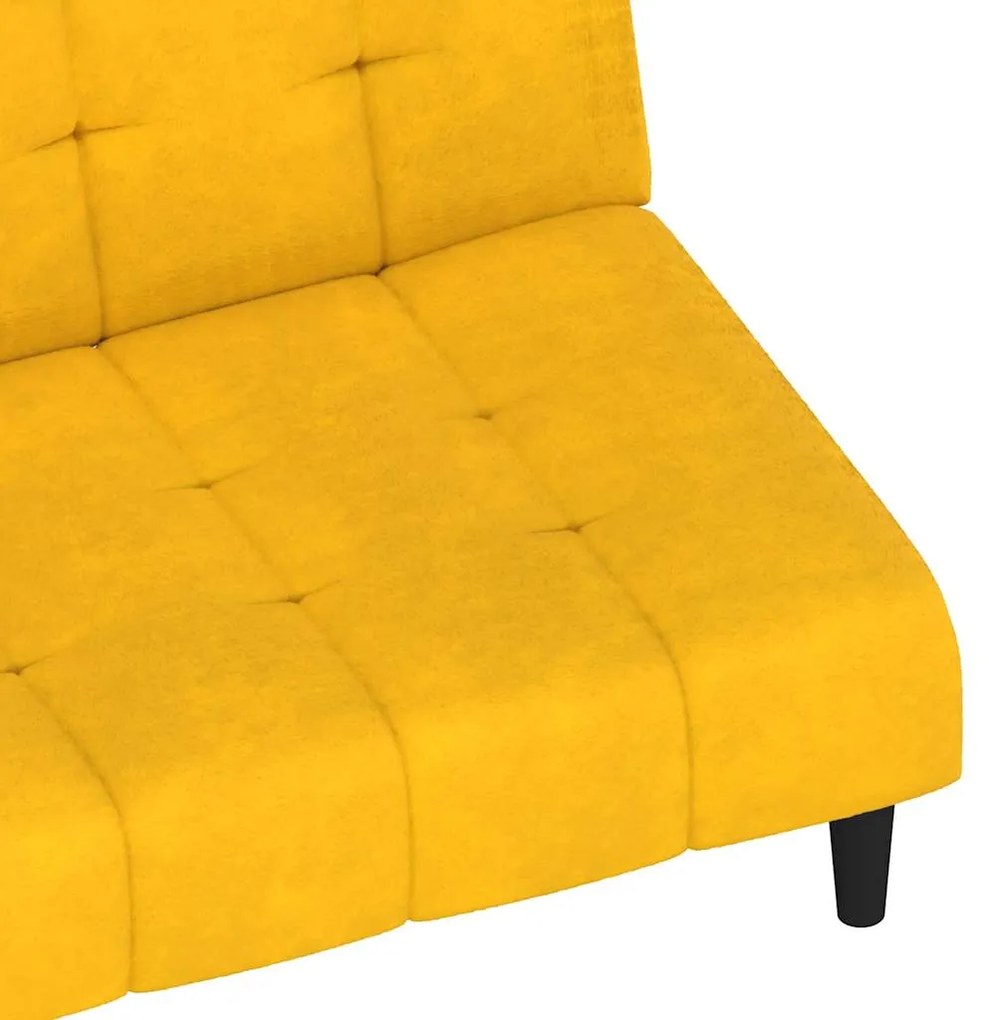 Sofá-cama de 2 lugares veludo amarelo