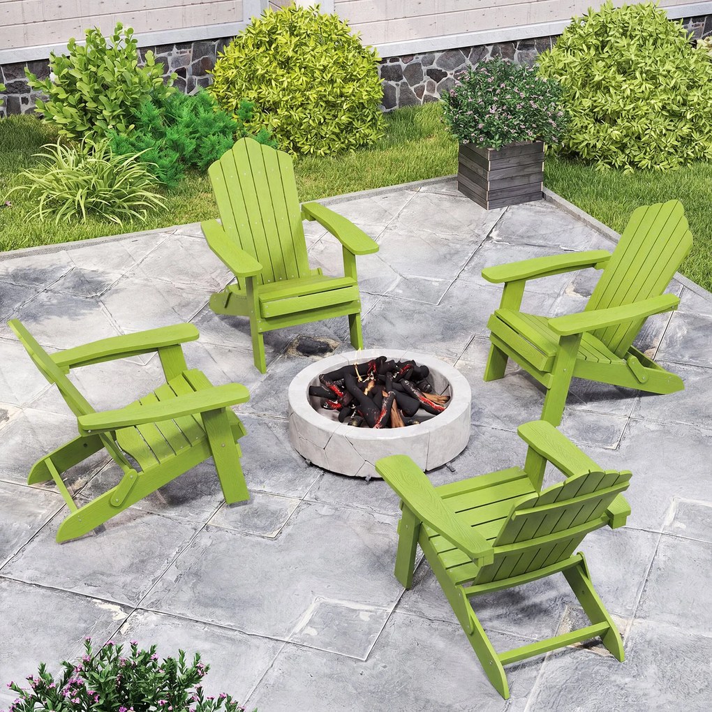Cadeira Adirondack Dobrável de Exterior, 88 x 77 x 95 cm, Estrutura em HIPS Resistente, Verde