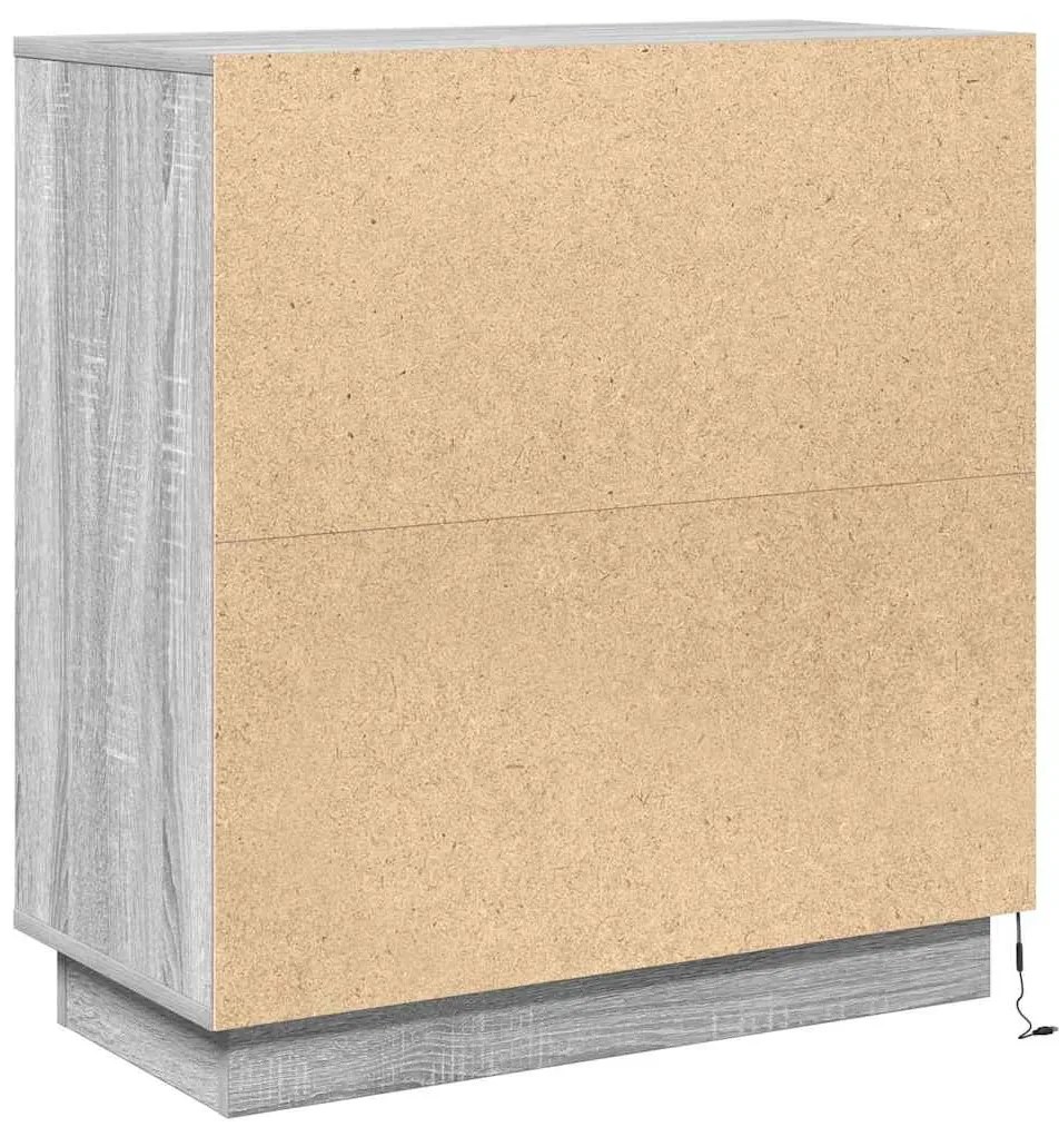 Aparador vidaXL com LED Cinza Sonoma 71x34,5x75 cm em madeira de engen