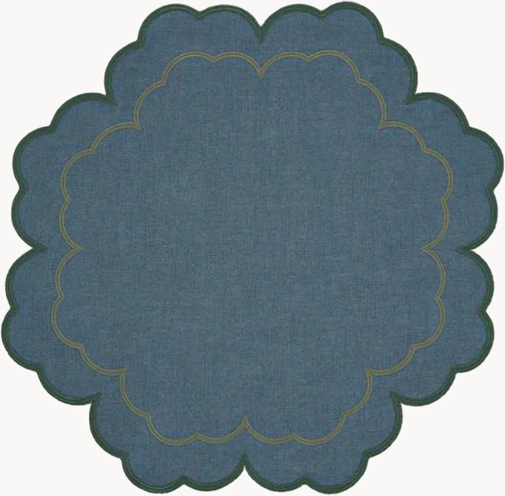 Individual de mesa em forma de flor com bordado Íris