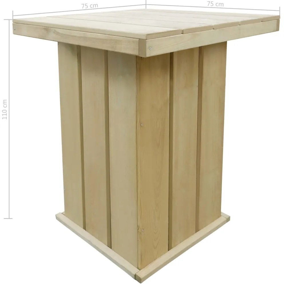 Mesa de bar 75x75x110 cm pinho impregnado