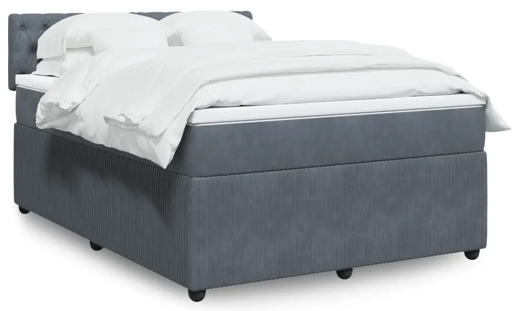 vidaXL Cama com molas/colchão 160x200 cm veludo cinzento-escuro