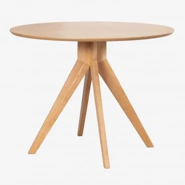 Sekiz Mesa De Jantar Redonda Ø100 Cm Em Madeira Madeira Natural - Sklum