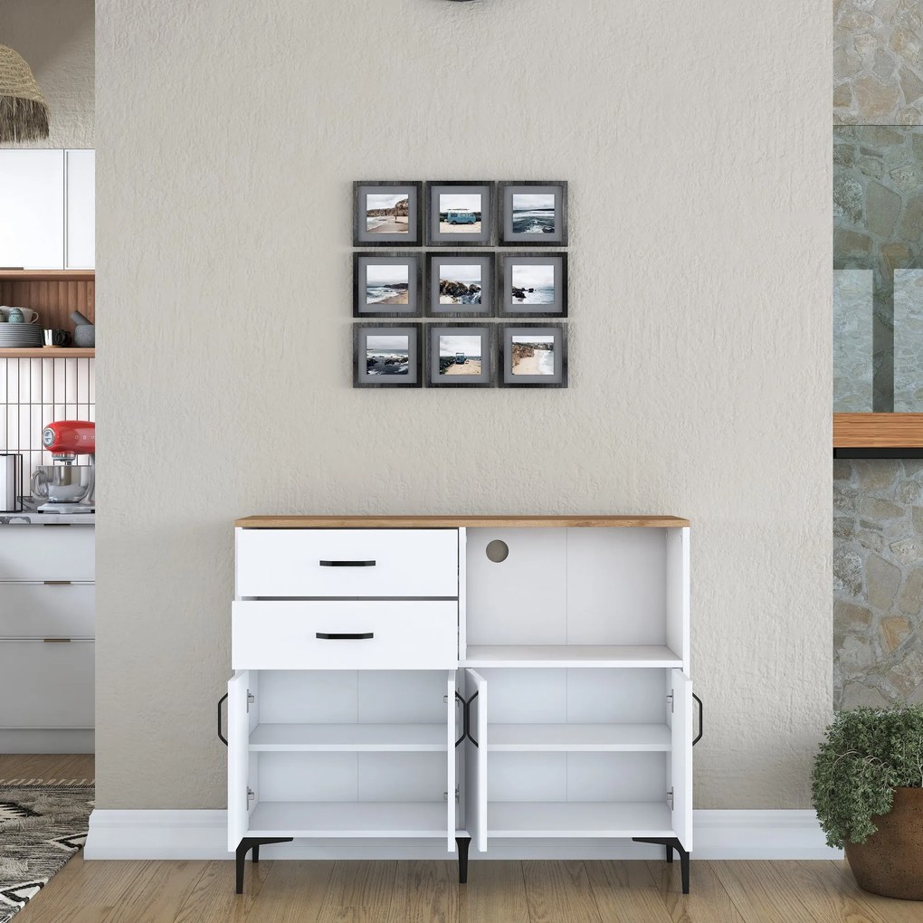 Armário Multiusos JE166 – Branco Nogal – 120x98,6x40 cm