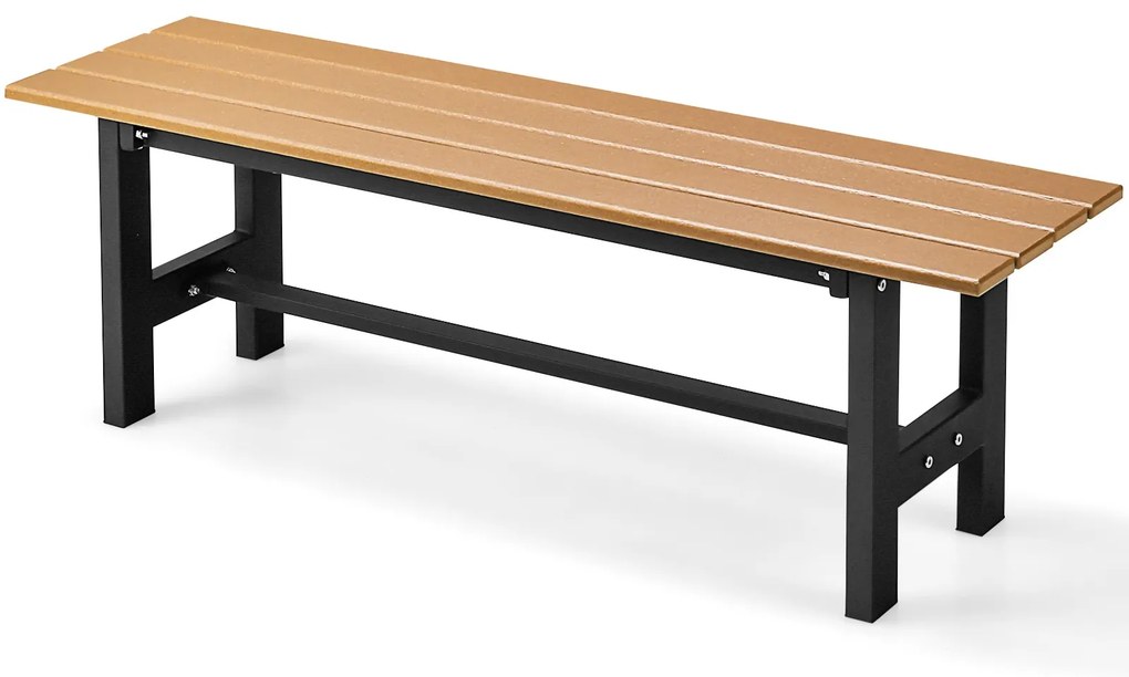 Cadeira para área externa de 47" com assento de ripas e estrutura de ferro revestida de plástico - preta