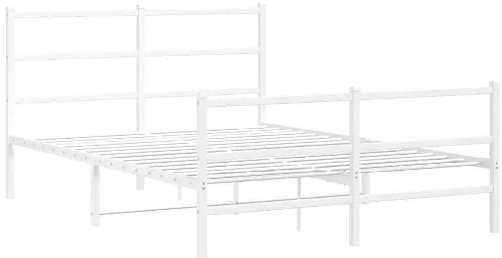 Estrutura de cama com cabeceira e pés 140x190 cm metal branco