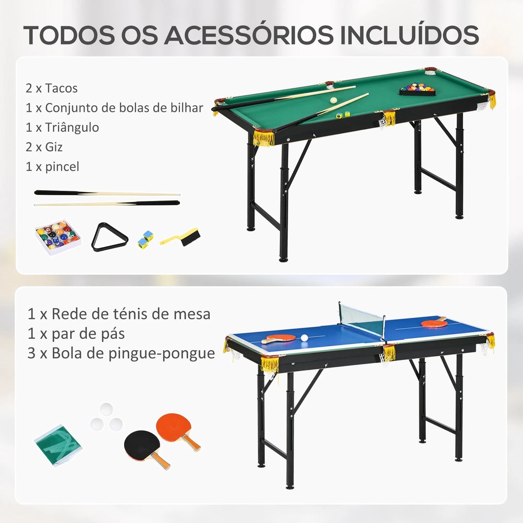 SPORTNOW 2 em 1 Mesa Multijogos para Crianças de 6+ Anos Mesa de Bilha