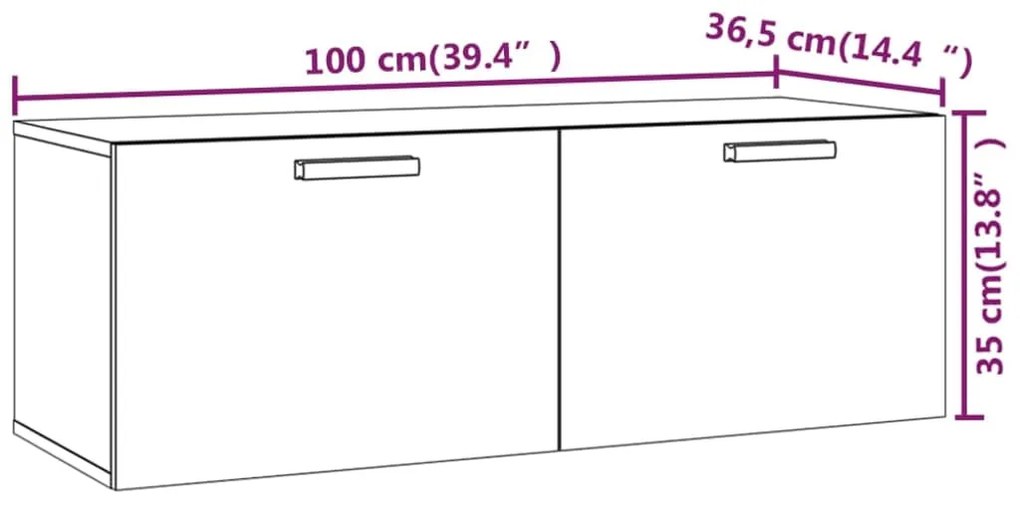 Armário parede 100x36,5x35 cm derivados de madeira branco