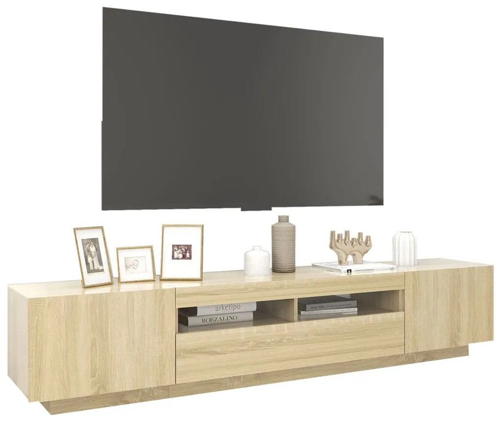 Móvel de TV com luzes LED 200x35x40 cm carvalho sonoma