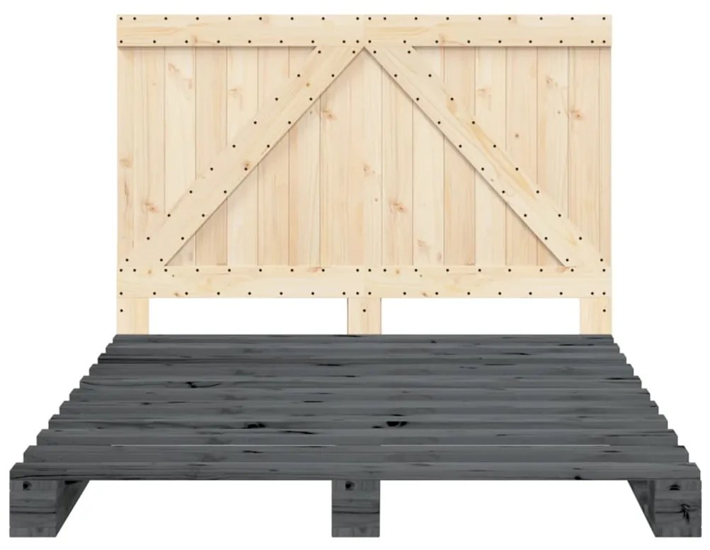 Estrutura de cama com cabeceira 140x200 cm pinho maciço cinza