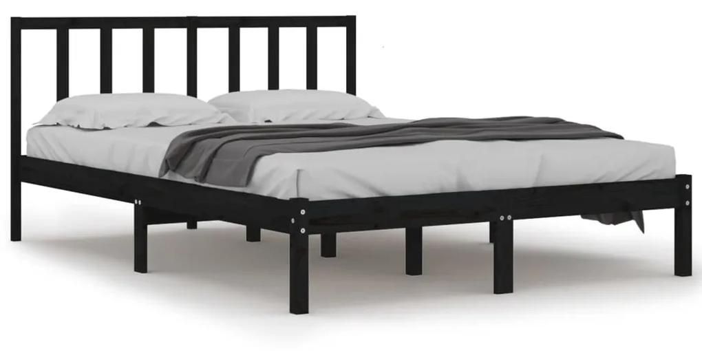 Estrutura de cama 160x200 cm pinho maciço preto