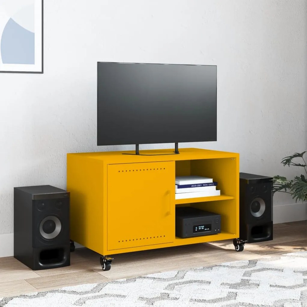 Móvel de TV 68x39x43,5 cm aço amarelo mostarda
