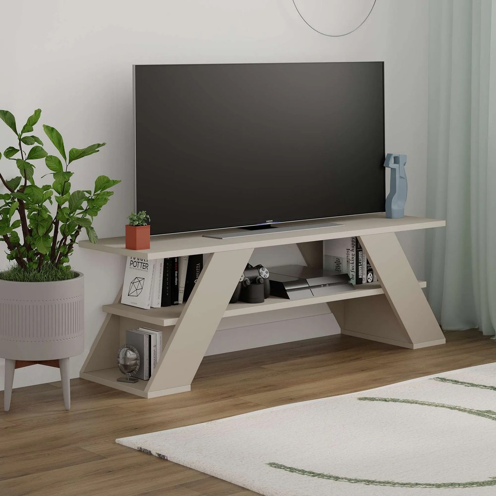 Móvel de TV "Luna" – Branco Areia – 120 x 40 x 33,5 cm – Design Modern
