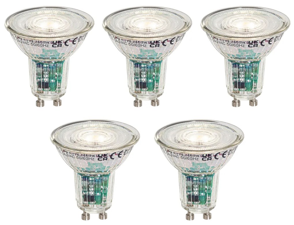 Conjunto de 5 Lâmpadas LED Smart GU10 50mm Transparentes 4.7W 345 lm 2200-4000K