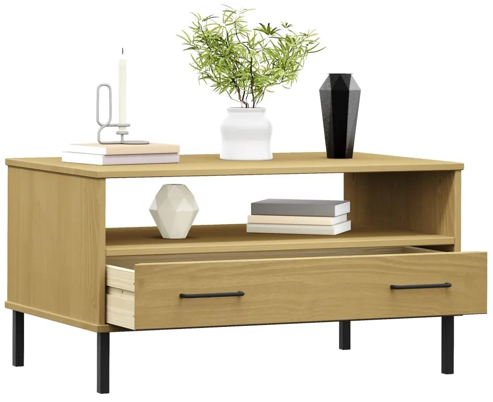 Mesa centro c/ pernas de metal 85x50x45cm OSLO madeira castanho