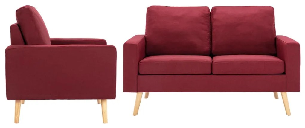 vidaXL 2 pcs conjunto de sofás tecido vermelho tinto