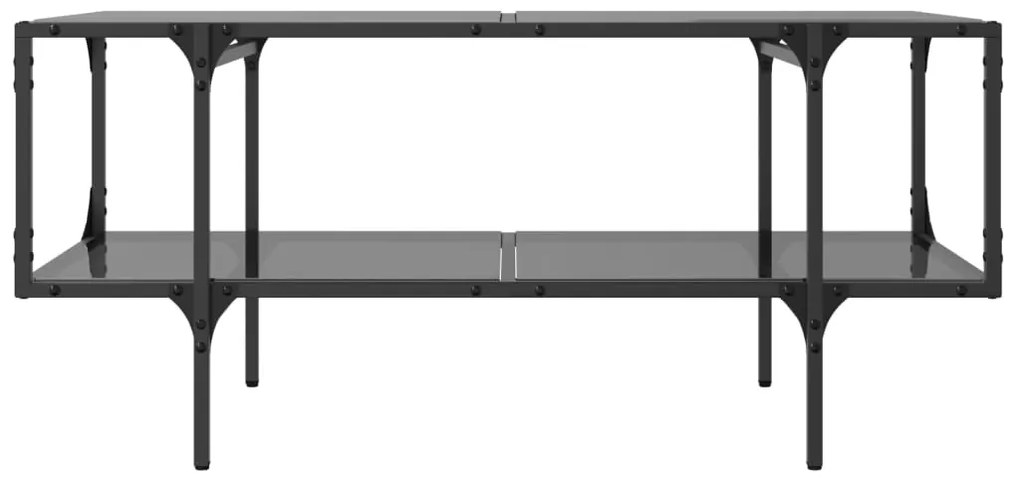Mesa de centro com topo em vidro preto 98,5x50x45 cm aço