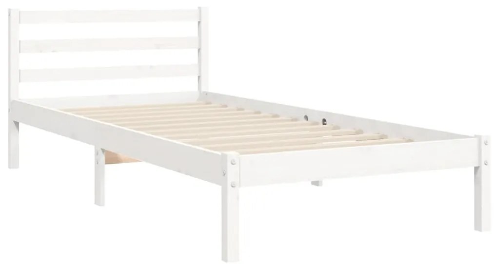 Estrutura de cama com cabeceira 100x200cm madeira maciça branco