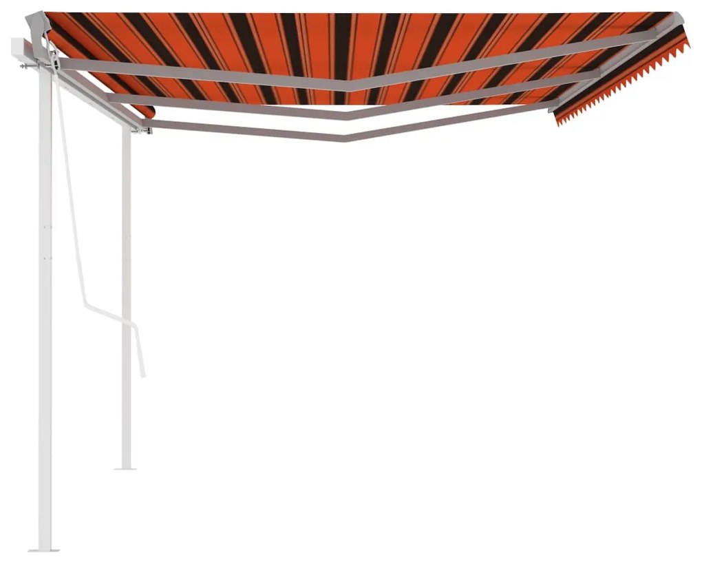 Toldo retrátil automático com postes 6x3 m laranja e castanho