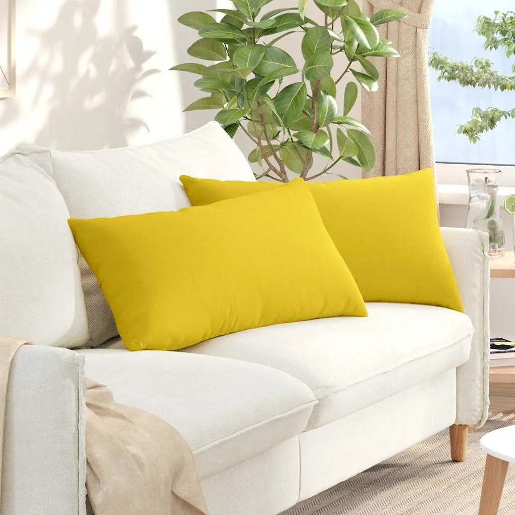 vidaXL Travesseiros de Sofá 2 pcs Amarelo Claro 80 x 40 cm tecido