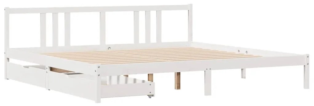 Cama sem colchão 200x200 cm madeira de pinho maciça branco