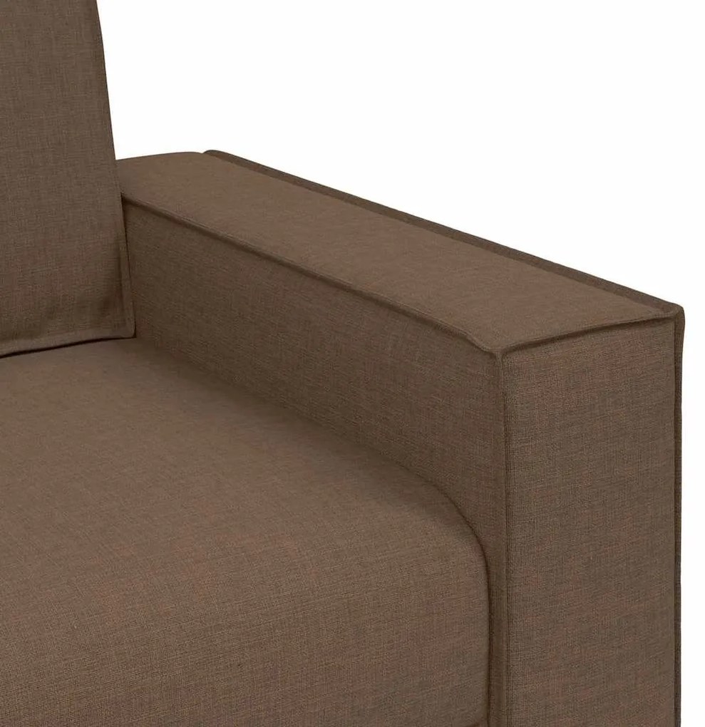 Conjunto de Sofá de 3 Peças com Almofadas em Tecido Castanho